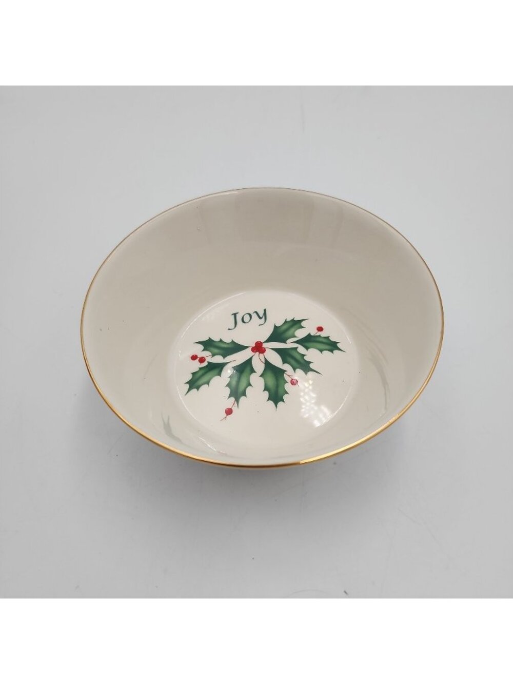 Lenox Holiday Round JOY 4.5" Serving Bowl Dish Holly Design Dimension Collection